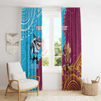 Personalised Sharks And Broncos Rugby Window Curtain Aboriginal Mix Polynesian Pattern