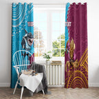 Personalised Sharks And Broncos Rugby Window Curtain Aboriginal Mix Polynesian Pattern