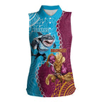Personalised Sharks And Broncos Rugby Women Sleeveless Polo Shirt Aboriginal Mix Polynesian Pattern