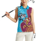 Personalised Sharks And Broncos Rugby Women Sleeveless Polo Shirt Aboriginal Mix Polynesian Pattern