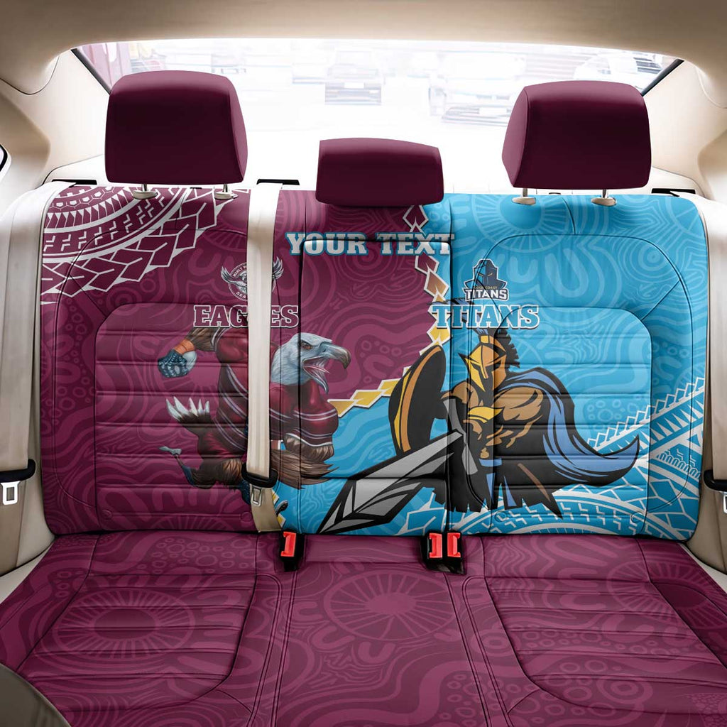 Personalised Eagles And Titans Rugby Back Car Seat Cover Aboriginal Mix Polynesian Pattern