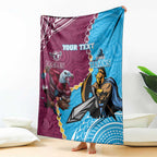 Personalised Eagles And Titans Rugby Blanket Aboriginal Mix Polynesian Pattern