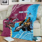 Personalised Eagles And Titans Rugby Blanket Aboriginal Mix Polynesian Pattern