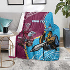 Personalised Eagles And Titans Rugby Blanket Aboriginal Mix Polynesian Pattern
