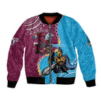 Personalised Eagles And Titans Rugby Bomber Jacket Aboriginal Mix Polynesian Pattern