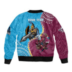 Personalised Eagles And Titans Rugby Bomber Jacket Aboriginal Mix Polynesian Pattern
