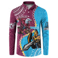 Personalised Eagles And Titans Rugby Button Sweatshirt Aboriginal Mix Polynesian Pattern