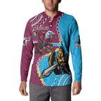 Personalised Eagles And Titans Rugby Button Sweatshirt Aboriginal Mix Polynesian Pattern