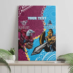 Personalised Eagles And Titans Rugby Canvas Wall Art Aboriginal Mix Polynesian Pattern