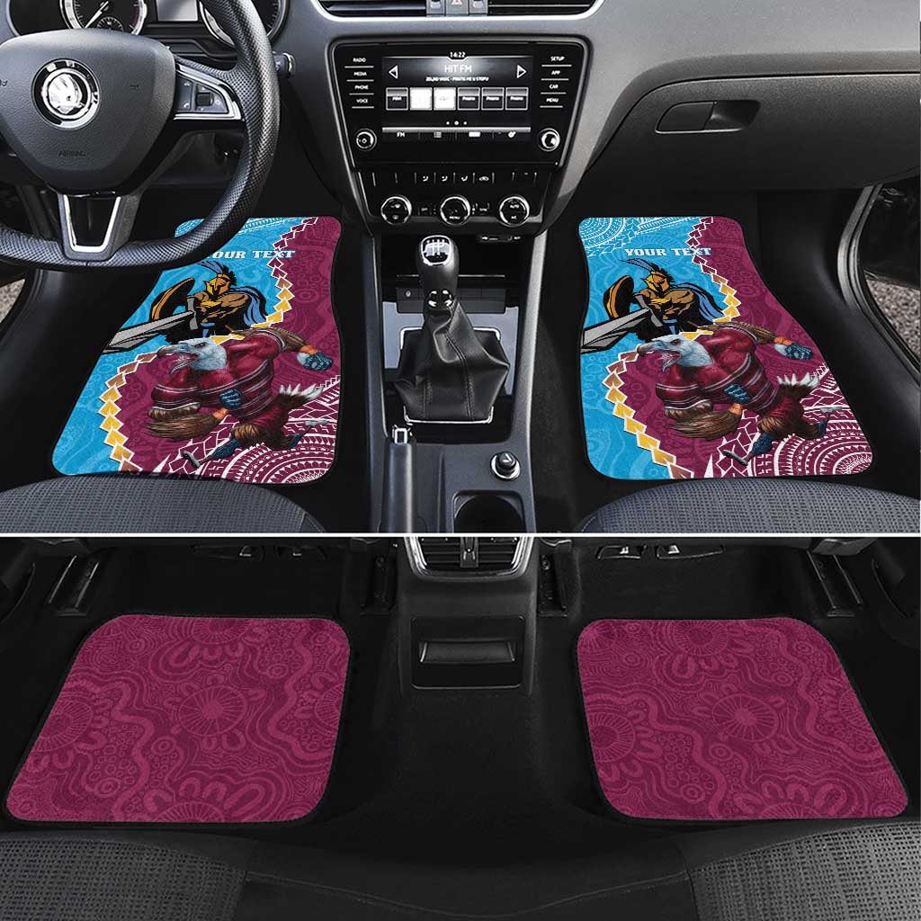 Personalised Eagles And Titans Rugby Car Mats Aboriginal Mix Polynesian Pattern