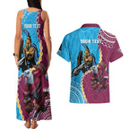 Personalised Eagles And Titans Rugby Couples Matching Tank Maxi Dress and Hawaiian Shirt Aboriginal Mix Polynesian Pattern