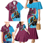 Personalised Eagles And Titans Rugby Family Matching Mermaid Dress and Hawaiian Shirt Aboriginal Mix Polynesian Pattern