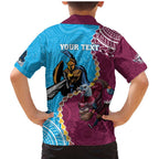 Personalised Eagles And Titans Rugby Family Matching Mermaid Dress and Hawaiian Shirt Aboriginal Mix Polynesian Pattern