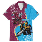 Personalised Eagles And Titans Rugby Family Matching Mermaid Dress and Hawaiian Shirt Aboriginal Mix Polynesian Pattern