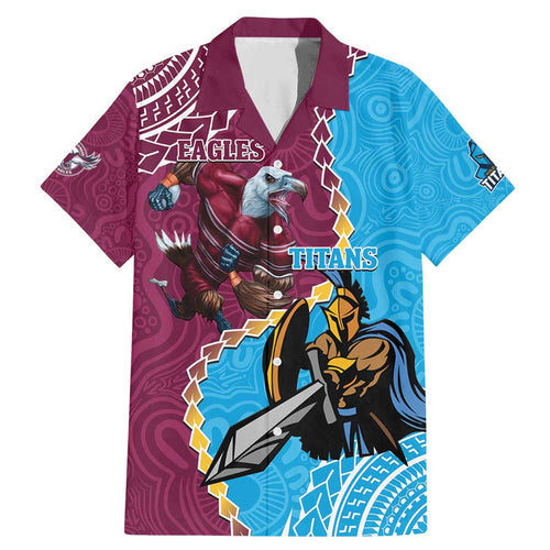 Personalised Eagles And Titans Rugby Family Matching Mermaid Dress and Hawaiian Shirt Aboriginal Mix Polynesian Pattern