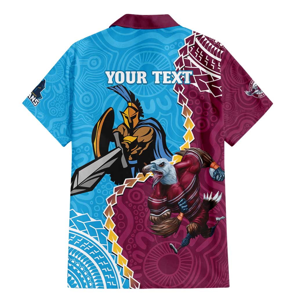 Personalised Eagles And Titans Rugby Family Matching Mermaid Dress and Hawaiian Shirt Aboriginal Mix Polynesian Pattern