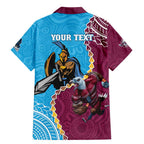 Personalised Eagles And Titans Rugby Family Matching Mermaid Dress and Hawaiian Shirt Aboriginal Mix Polynesian Pattern