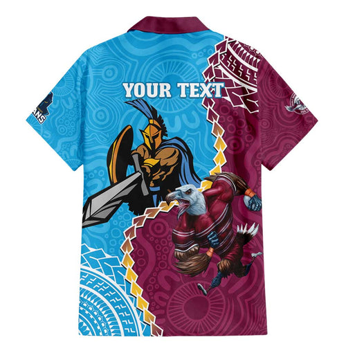 Personalised Eagles And Titans Rugby Family Matching Mermaid Dress and Hawaiian Shirt Aboriginal Mix Polynesian Pattern