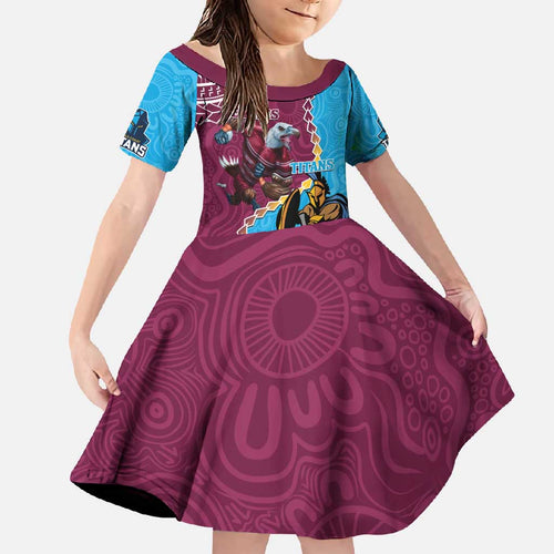 Personalised Eagles And Titans Rugby Family Matching Off Shoulder Maxi Dress and Hawaiian Shirt Aboriginal Mix Polynesian Pattern