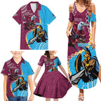 Personalised Eagles And Titans Rugby Family Matching Summer Maxi Dress and Hawaiian Shirt Aboriginal Mix Polynesian Pattern