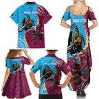 Personalised Eagles And Titans Rugby Family Matching Summer Maxi Dress and Hawaiian Shirt Aboriginal Mix Polynesian Pattern