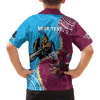 Personalised Eagles And Titans Rugby Family Matching Tank Maxi Dress and Hawaiian Shirt Aboriginal Mix Polynesian Pattern
