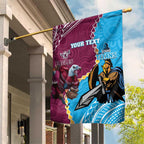 Personalised Eagles And Titans Rugby Garden Flag Aboriginal Mix Polynesian Pattern
