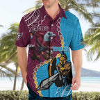 Personalised Eagles And Titans Rugby Hawaiian Shirt Aboriginal Mix Polynesian Pattern