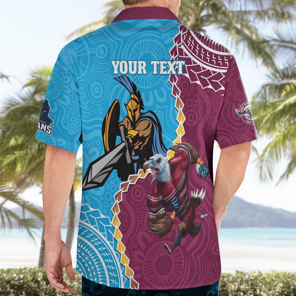 Personalised Eagles And Titans Rugby Hawaiian Shirt Aboriginal Mix Polynesian Pattern
