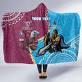 Personalised Eagles And Titans Rugby Hooded Blanket Aboriginal Mix Polynesian Pattern