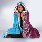 Personalised Eagles And Titans Rugby Hooded Blanket Aboriginal Mix Polynesian Pattern