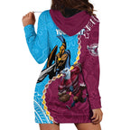Personalised Eagles And Titans Rugby Hoodie Dress Aboriginal Mix Polynesian Pattern