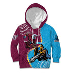 Personalised Eagles And Titans Rugby Kid Hoodie Aboriginal Mix Polynesian Pattern