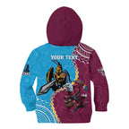 Personalised Eagles And Titans Rugby Kid Hoodie Aboriginal Mix Polynesian Pattern