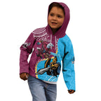 Personalised Eagles And Titans Rugby Kid Hoodie Aboriginal Mix Polynesian Pattern