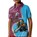 Personalised Eagles And Titans Rugby Kid Polo Shirt Aboriginal Mix Polynesian Pattern