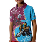 Personalised Eagles And Titans Rugby Kid Polo Shirt Aboriginal Mix Polynesian Pattern