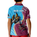 Personalised Eagles And Titans Rugby Kid Polo Shirt Aboriginal Mix Polynesian Pattern
