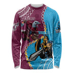 Personalised Eagles And Titans Rugby Long Sleeve Shirt Aboriginal Mix Polynesian Pattern