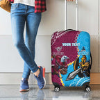 Personalised Eagles And Titans Rugby Luggage Cover Aboriginal Mix Polynesian Pattern