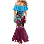 Personalised Eagles And Titans Rugby Mermaid Dress Aboriginal Mix Polynesian Pattern