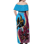 Personalised Eagles And Titans Rugby Off Shoulder Maxi Dress Aboriginal Mix Polynesian Pattern