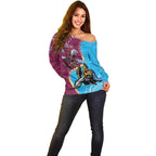 Personalised Eagles And Titans Rugby Off Shoulder Sweater Aboriginal Mix Polynesian Pattern