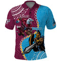 Personalised Eagles And Titans Rugby Polo Shirt Aboriginal Mix Polynesian Pattern