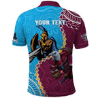 Personalised Eagles And Titans Rugby Polo Shirt Aboriginal Mix Polynesian Pattern