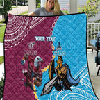 Personalised Eagles And Titans Rugby Quilt Aboriginal Mix Polynesian Pattern