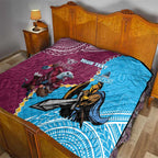 Personalised Eagles And Titans Rugby Quilt Aboriginal Mix Polynesian Pattern