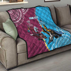 Personalised Eagles And Titans Rugby Quilt Aboriginal Mix Polynesian Pattern