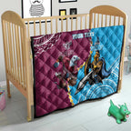 Personalised Eagles And Titans Rugby Quilt Aboriginal Mix Polynesian Pattern