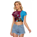 Personalised Eagles And Titans Rugby Raglan Cropped T Shirt Aboriginal Mix Polynesian Pattern